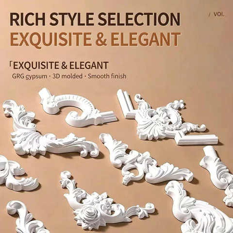 French style gypsum corner ornaments for wall background