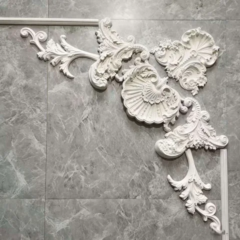 French design gypsum corner moulding with 3D relief